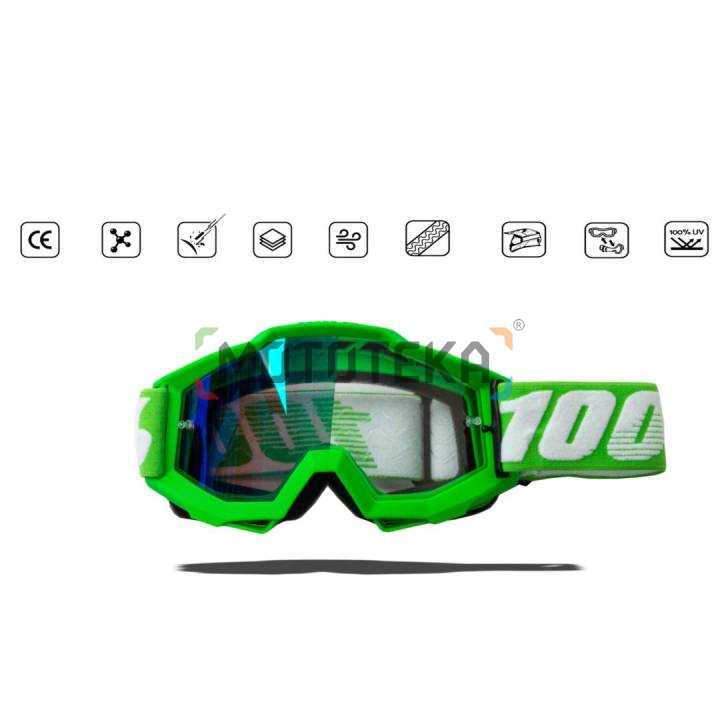 Мотоочки кроссовые DEX (Декс) 100% green frame